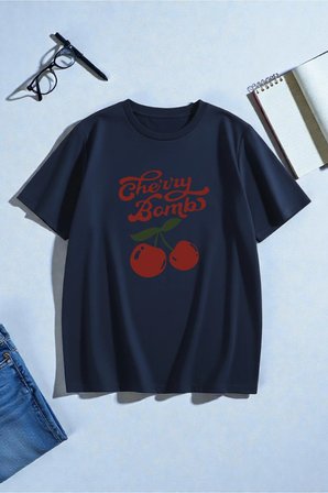Unisex Cherry Bomb Baskılı Tasarım Tshirt