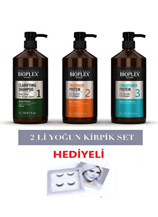 Bioplex Nano Moleküler Keratin Saç Bakım Seti 3x1000 Ml + Selin Beauty Yoğun Kirpik Hediyeli