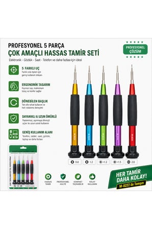 M-8222 Profesyonel 5 Parça Çok Amaçlı Hassas Tornavida Seti Telefon Bilgisayar Saat Gözlük Tamir Kiti