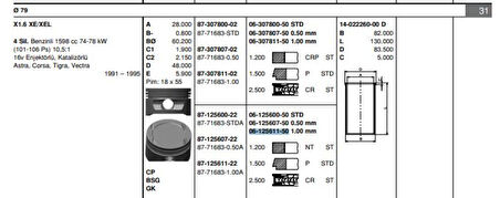 Opel Motor Piston Segmanı (1,00) Astra F Astra G Vectra B Vectra C Zafıra A (x1,6xel Z1,6xe) / (1,6 16v) - Goetze 61256115g