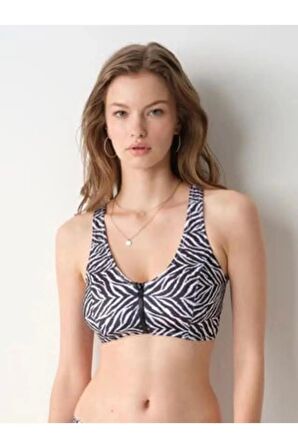 Pierre Cardin Malibu Fermuarli Yüzücü Crop Tek Üst Zebra 239111-D