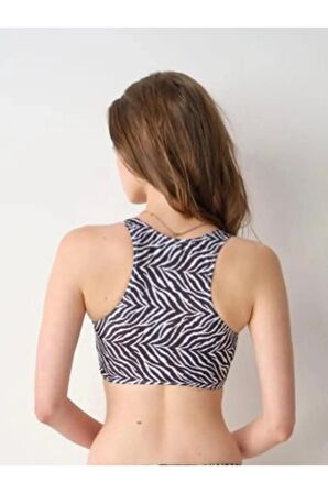 Pierre Cardin Malibu Fermuarli Yüzücü Crop Tek Üst Zebra 239111-D