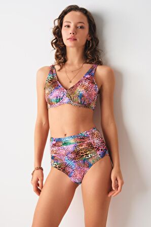 Bardot Yüksek Bel Bikini Tek Alt Leopar 239205-D