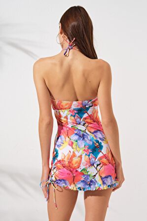 Jersey Soft Straplez Elbise Mayo Garden 231128-D