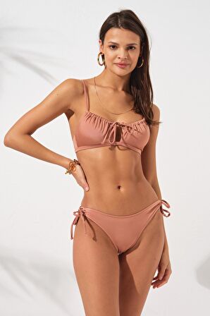Blake Büzgülü Önden Bağlamalı Bikini Bronz 231226