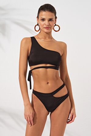 Iconic Tek Omuz Bağlamalı Bikini Siyah 231227