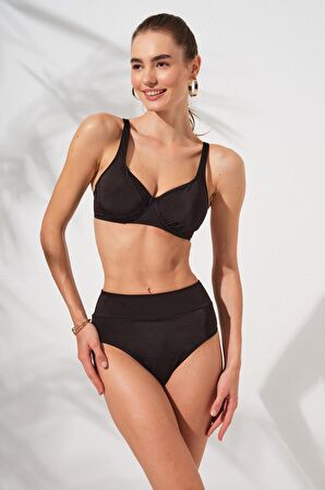 Herve Toparlayıcı Balenli Bikini Siyah 231230