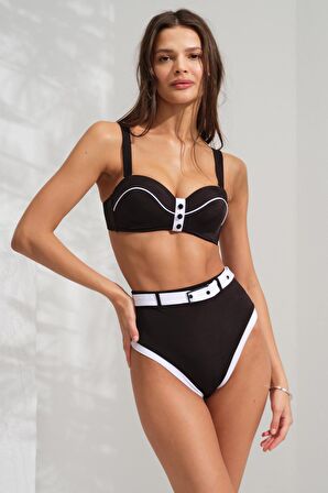 Dolgulu Straplez Bikini Siyah 231203