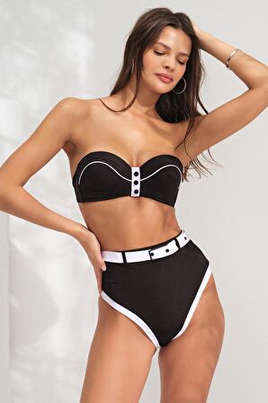 Dolgulu Straplez Bikini Siyah 231203