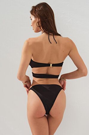 Parçalı Crop Bikini Siyah 231204
