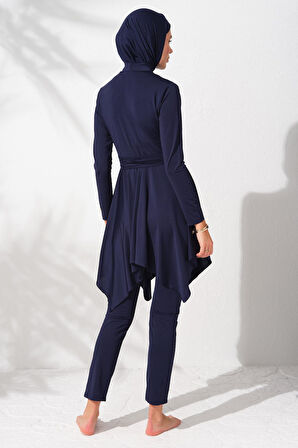 Pierre Cardin 231916 Lacivert Uzun Kollu Volanlı Tesettür Mayo Takım