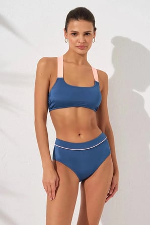 Pierre Cardin Sırtı Çapraz Yüzücü Bikini Takım indigo 241269