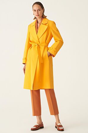 Anderson Regular Fit Erkek Yaka Diz Altı Mandalina Renk Kadın Trench Mont
