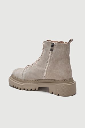 Bej Renk Yüksek Taban Süet Kadın Bot