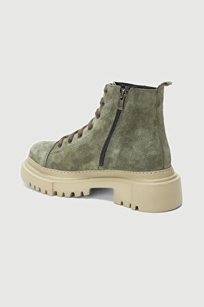 Küf Yeşili Renk Yüksek Taban Süet Kadın Bot