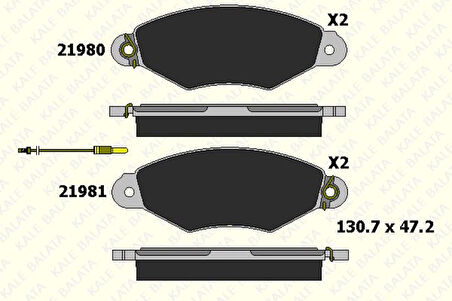 Renault On Fren Balatası Kangoo 1,9d Kangoo 1,5dci Xsara 1,4 1,5 P206 - Kale B 21980 180 45 Ans