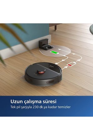 Philips Akıllı Lazer Haritalamalı 4000 Pa Güçlü Çekim Sunan Islak Kuru Temizlik Yapan Robot Süpürge