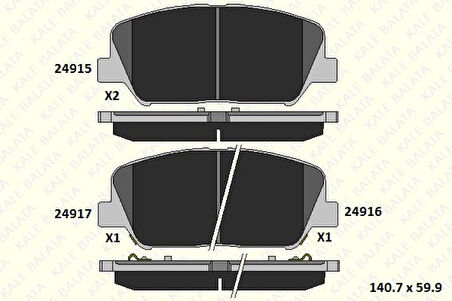 Hyundaı On Fren Balatası Hyundaı İ30 2012-> Elantra 2010->  Kia Ceed 2012-> - Kale B 24915 173 05 Ans