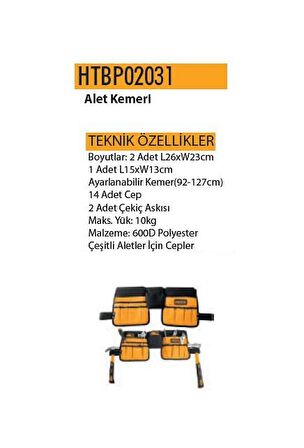 İngco Cepli Alet Kemeri 14 Gözlü Ayarlı Kemerli HTBP02031