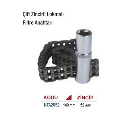 NT Tools 140mm Çift Zincirli 1/2" Lokmalı Filtre Anahtarı NTA2052