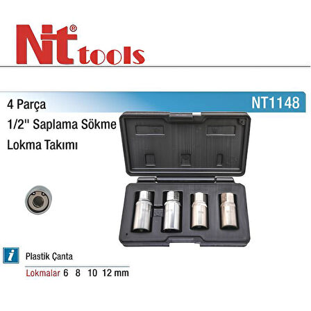 Nt Tools 4 Parça 1/2" Saplama Sökme Lokma Seti NT1148