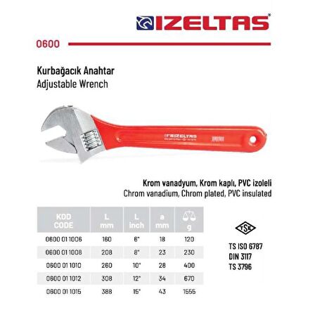 İzeltaş 10" Kurbağacık Anahtar 0600 01 1010