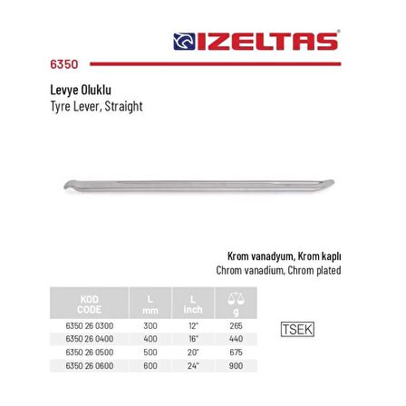 İzeltaş 600 mm. Levye Oluklu 6350 26 0600