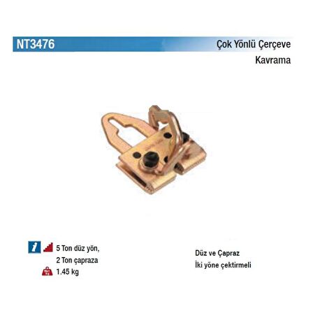 NT Tools 5 Ton Kapasiteli Çok Yönlü Çerçeve Kavrama Kurt Ağzı NT3476