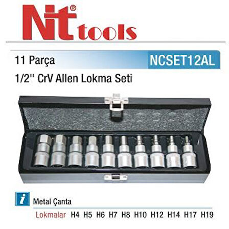 Nt Tools 11 Parça 1/2" Allen Lokma Seti NCSET12AL