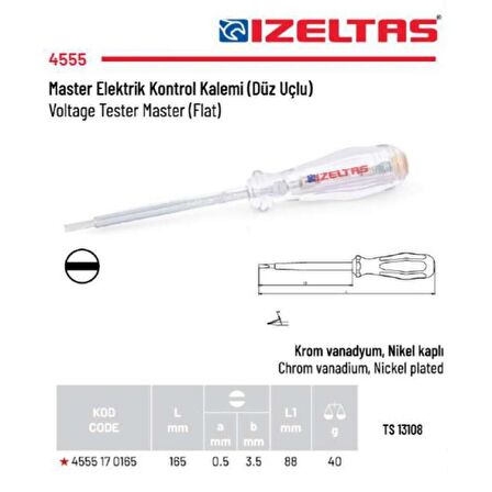 İzeltaş 165 mm. Master Kontrol Kalemi Düz Uçlu 4555 17 0165