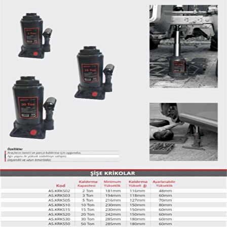 Astor Hidrolik Şişe Kriko 2 Ton AS.KRKS02