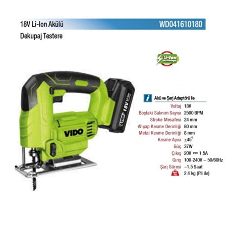 Vido 18V Akülü Dekupaj Testere WD041610180