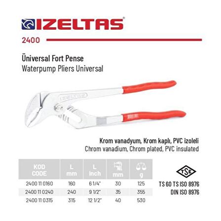 İzeltaş 240 mm Üniversal Fort Pense Papağan Pense 2400 11 0240