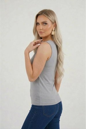 Kadın Kolsuz Basic Düz Body Esnek Günlük Şık U Yaka Prenses Yaka
