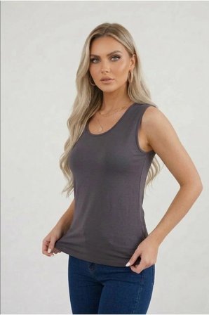 Kadın Kolsuz Basic Düz Body Esnek Günlük Şık U Yaka Prenses Yaka