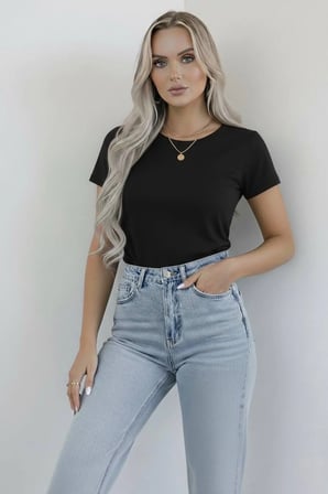 Kadın Basic Tişört 4'lü Paket Pamuklu Kısa Kollu Bisiklet Yaka Günlük Yazlık Üst