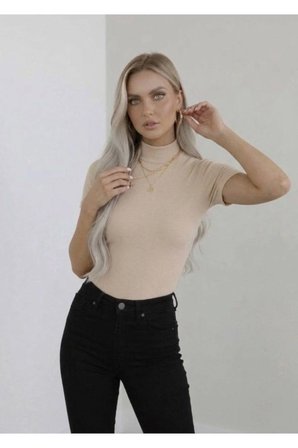 Kadın 4'lü Viskon Body Yarım Balıkçı Yaka Yarım Kol Bej Gri Beyaz Kahve