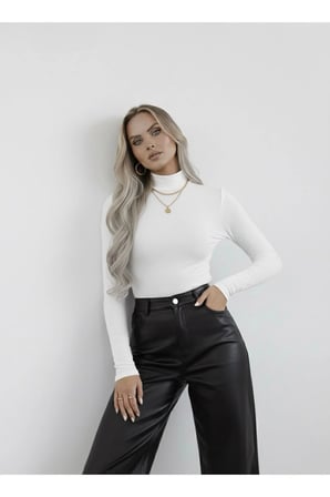 Kadın Balıkçı Yaka Uzun Kollu Body – Basic Düz Model 2'li Paket
