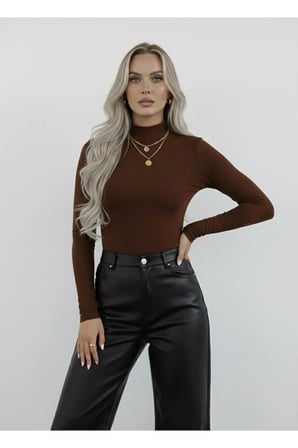 Likralı Viskon Esnek Kadın Balıkçı Yaka Uzun Kollu Body 3’lü Paket (Siyah–Kahve–Bej) | Günlük & Ofis