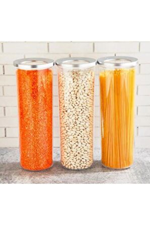 Vip Ahmet Yuvarlak Lüks Saklama Kabı Krom Kapak 3x1750 ml VP-197