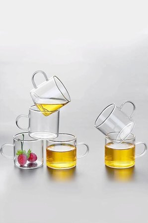Pulia 6'lı Borosilikat Cam Kahve Fincanı - 125 ml