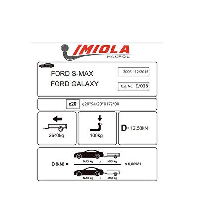 Hakpol Ford S-Max  06-2012/2015 Çeki Demiri