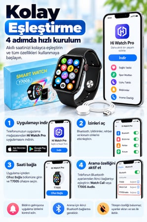 T700S 1.86 inc IPS Ekranlı Bluetooth Görüşmeli Türkçe Akıllı Saat – Çift Kordon Kablosuz Manyetik Şarjlı - Pembe