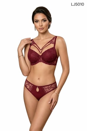 Le Jardin 5010 Kadın Brodeli Push Up Dolgulu Taşlı B Cup Sütyen Takım LACİVERT 90