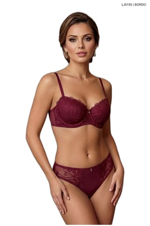 Le Jardin 5155 Kadın Dantelli Brodeli Taşlı B Cup Sütyen Takım PUDRA 75