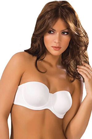 Kadın Beyaz Micro Kaplı Straplez Boş Kap Sütyen Lejardın-7035