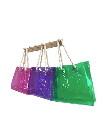 Rainbow Kadın Plaj Çantası Halat Saplı Neon Renkler