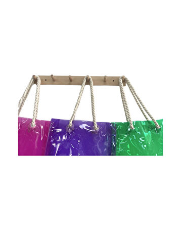 Rainbow Kadın Plaj Çantası Halat Saplı Neon Renkler