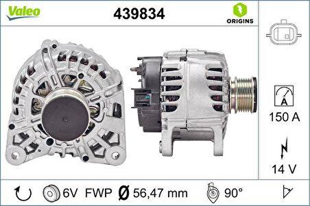 Renault Alternator 14v 150 A  Kasnaklı K9k Captur Clio IV Kangoo Scenic III Dokker Duster  Lodgy  Logan II S - Valeo 439834