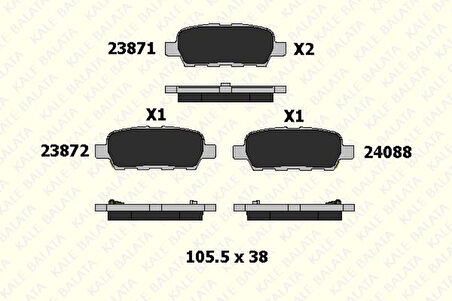 Nissan Arka Fren Balatası Nissan Qashqaı J10 07-13 Xtraıl 07-13 Parthfınder 13-> Koleos 08-> Juke 10->suzuk - Kale B 23871 138 05 Ans